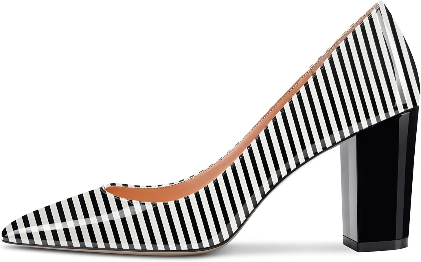 Aachcol Women Pumps Pointed Toe Slip on Mid Heel Dress Office Chunky Block Heels Shoes 3 Inches