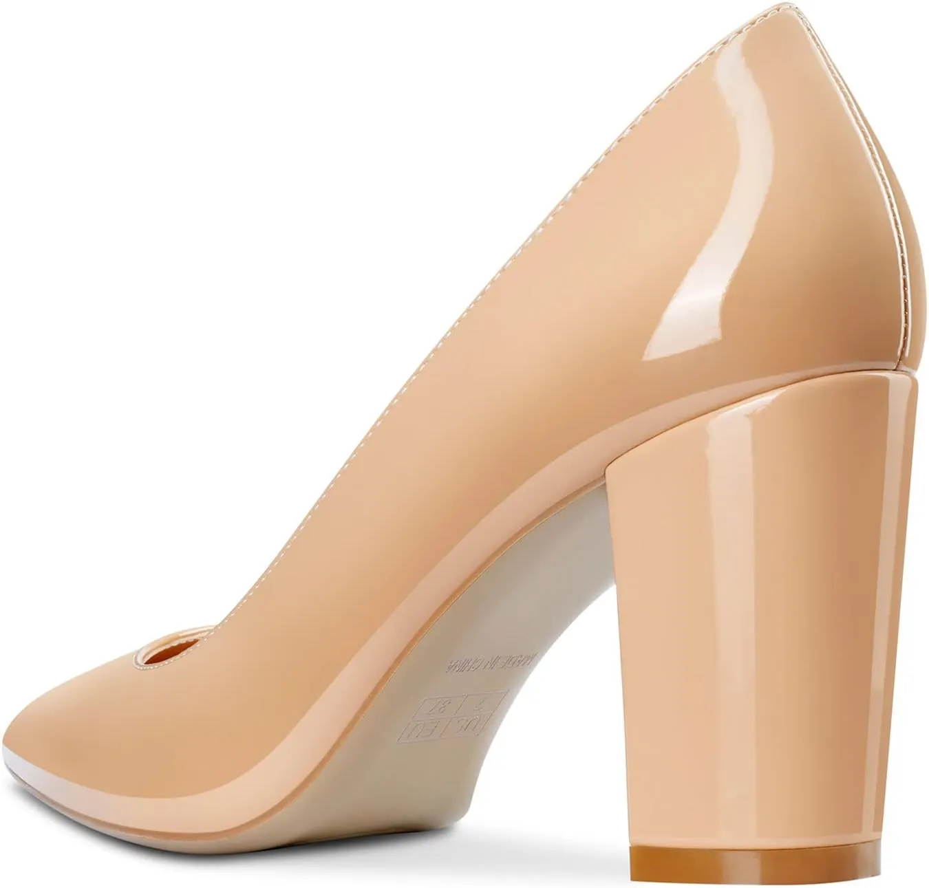 Aachcol Women Pumps Pointed Toe Slip on Mid Heel Dress Office Chunky Block Heels Shoes 3 Inches
