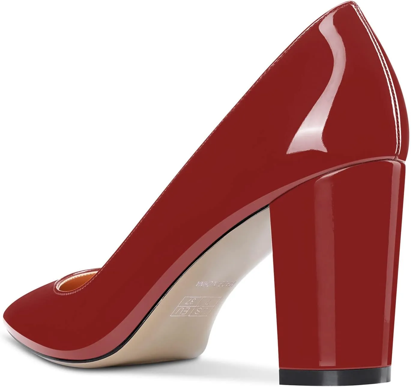 Aachcol Women Pumps Pointed Toe Slip on Mid Heel Dress Office Chunky Block Heels Shoes 3 Inches