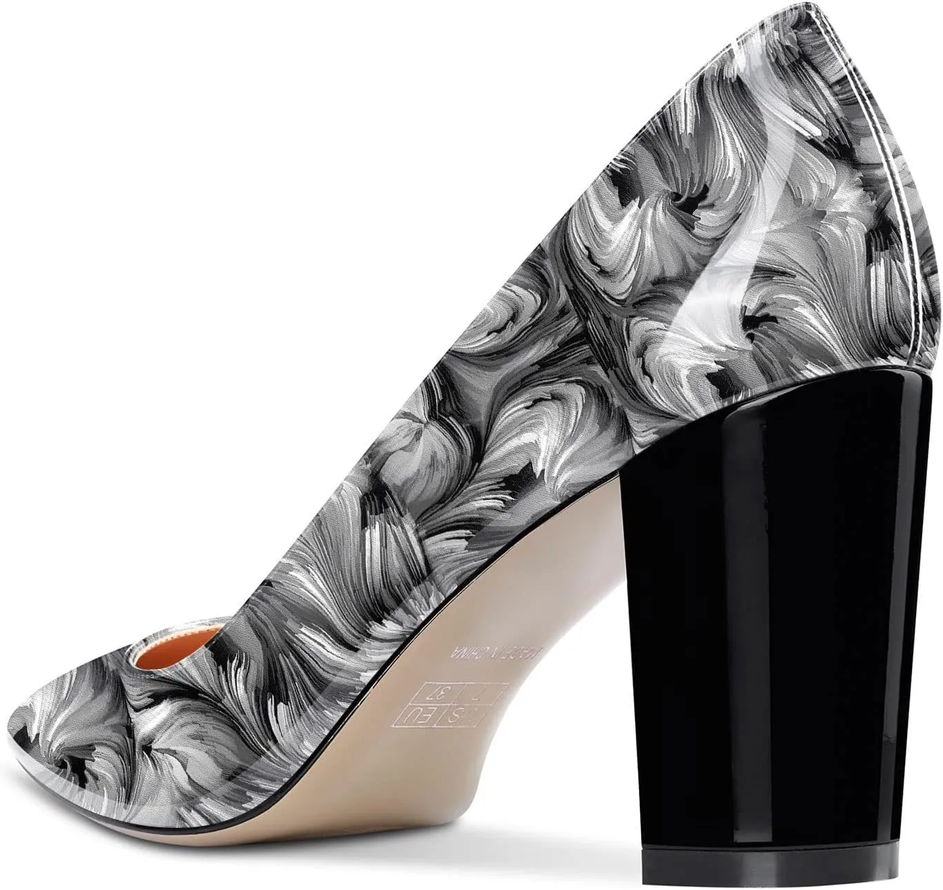 Aachcol Women Pumps Pointed Toe Slip on Mid Heel Dress Office Chunky Block Heels Shoes 3 Inches