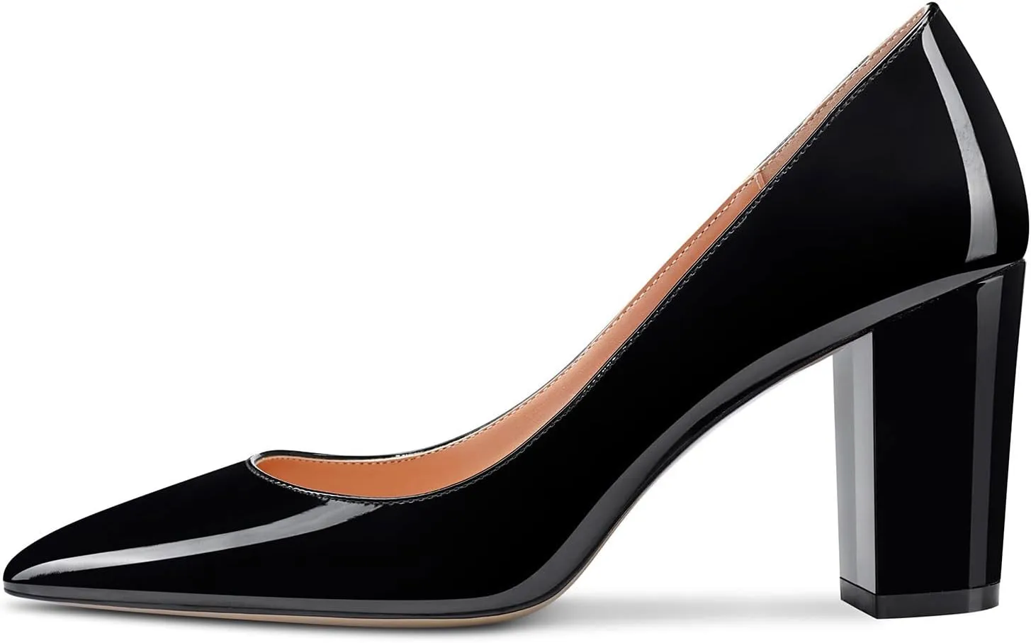 Aachcol Women Pumps Pointed Toe Slip on Mid Heel Dress Office Chunky Block Heels Shoes 3 Inches