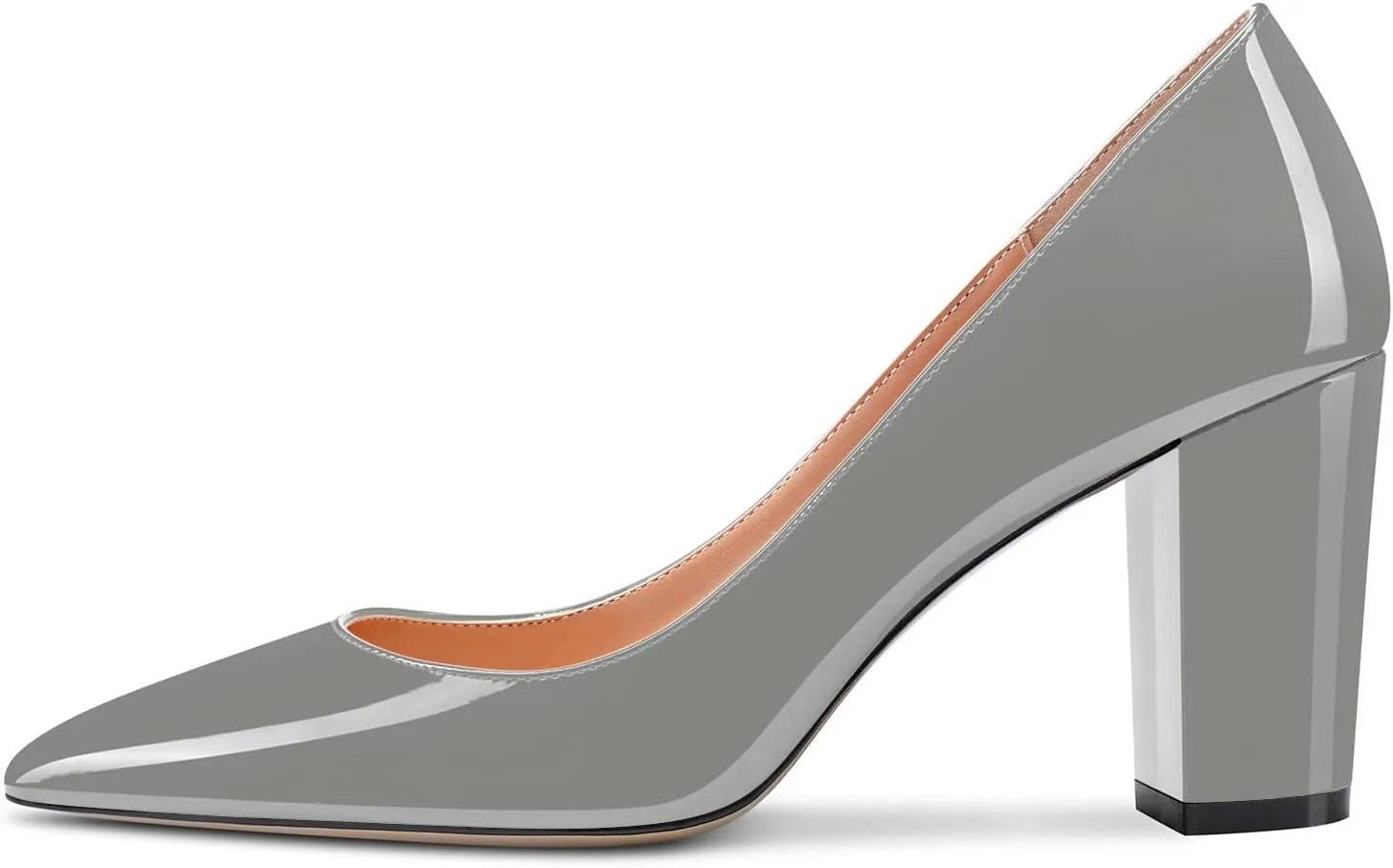 Aachcol Women Pumps Pointed Toe Slip on Mid Heel Dress Office Chunky Block Heels Shoes 3 Inches