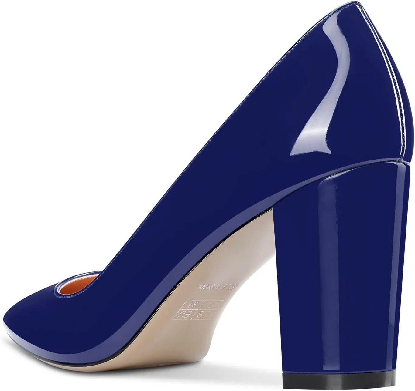 Aachcol Women Pumps Pointed Toe Slip on Mid Heel Dress Office Chunky Block Heels Shoes 3 Inches