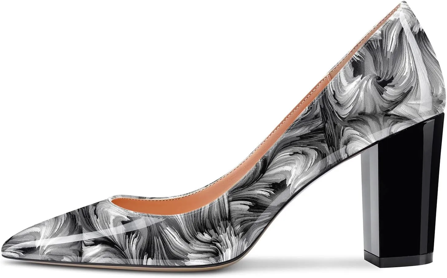 Aachcol Women Pumps Pointed Toe Slip on Mid Heel Dress Office Chunky Block Heels Shoes 3 Inches