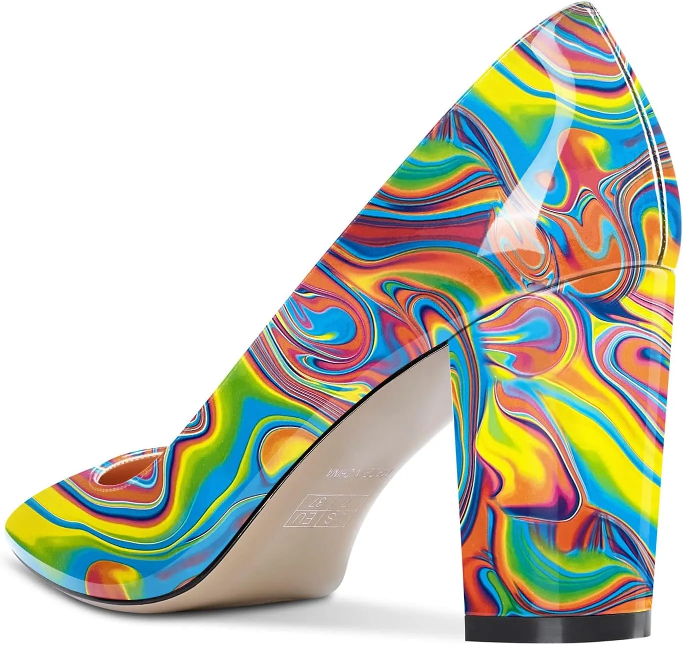 Aachcol Women Pumps Pointed Toe Slip on Mid Heel Dress Office Chunky Block Heels Shoes 3 Inches