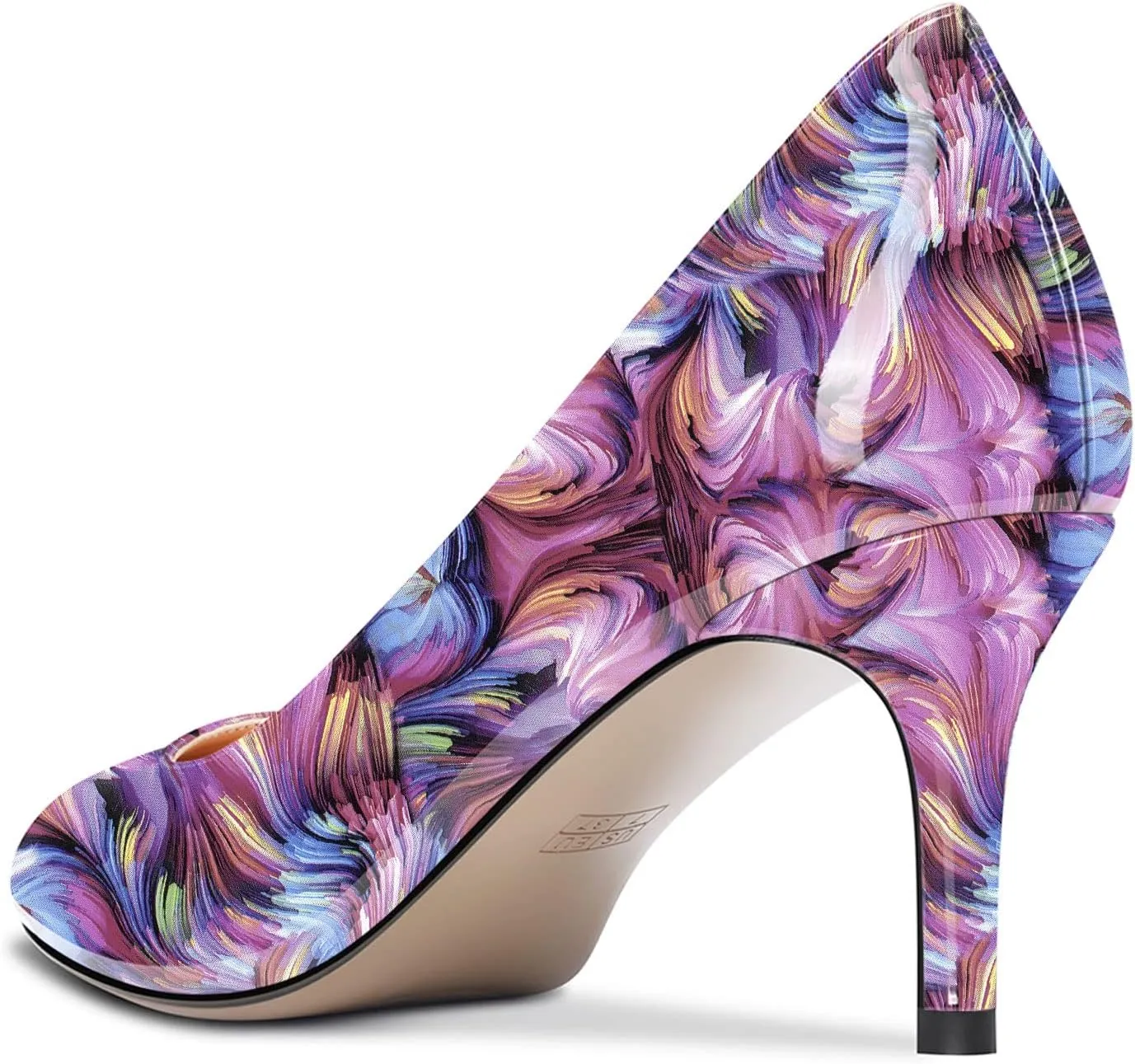 Aachcol Women Round Toe Pumps Stiletto Mid Heel Slip-on Dress Shoes Office 2.5 Inch