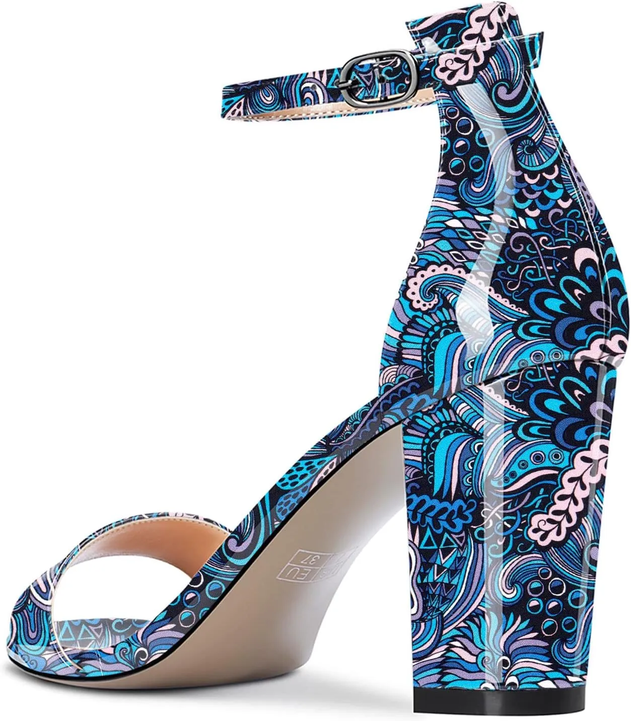 Aachcol Women Sandals Peep Open Toe Ankle Strap Chunky Block Mid Heel Shoes Party 3.5 Inch