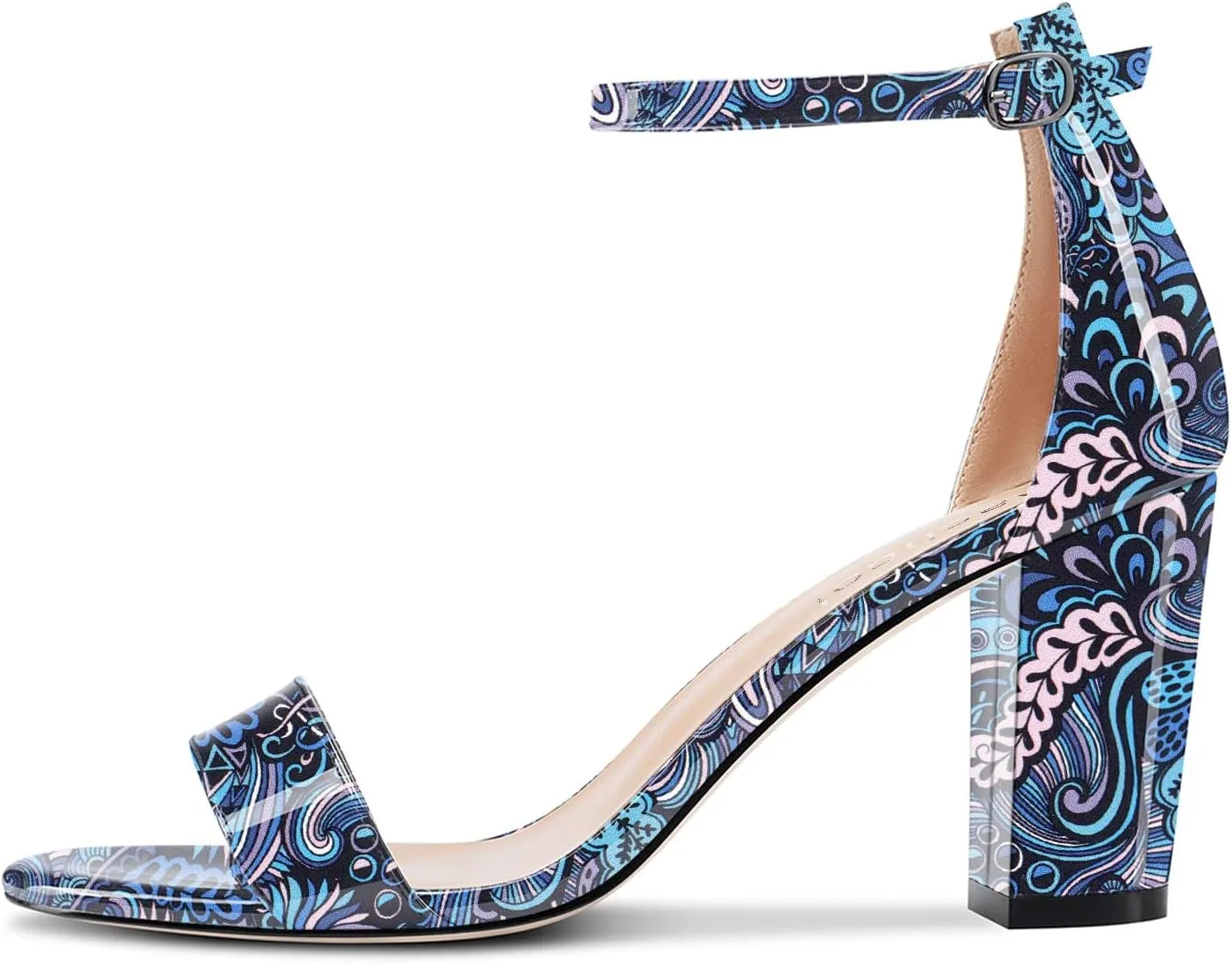 Aachcol Women Sandals Peep Open Toe Ankle Strap Chunky Block Mid Heel Shoes Party 3.5 Inch