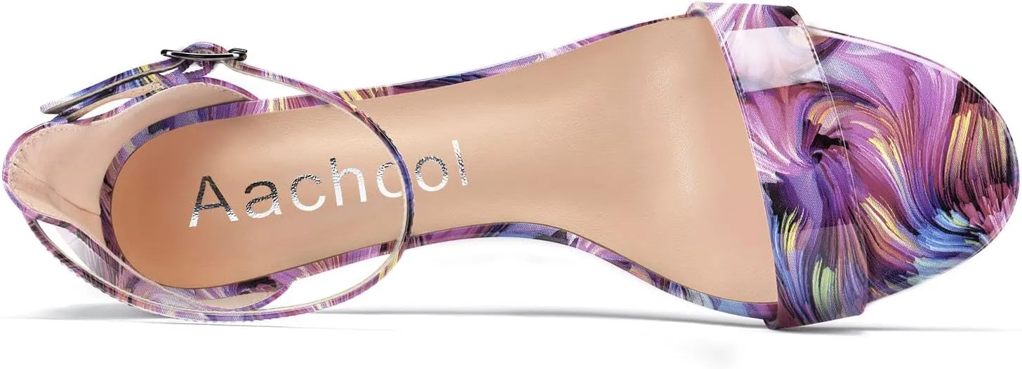 Aachcol Women Sandals Peep Open Toe Kitten Low Heel Ankle Strap Dress Shoes 1.5 Inch