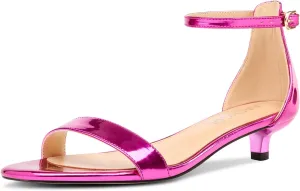 Aachcol Women Sandals Peep Open Toe Kitten Low Heel Ankle Strap Dress Shoes 1.5 Inch