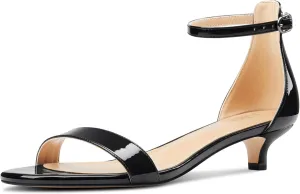 Aachcol Women Sandals Peep Open Toe Kitten Low Heel Ankle Strap Dress Shoes 1.5 Inch