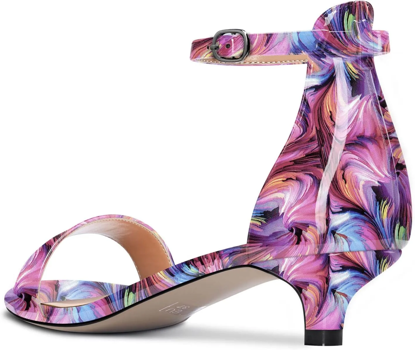 Aachcol Women Sandals Peep Open Toe Kitten Low Heel Ankle Strap Dress Shoes 1.5 Inch