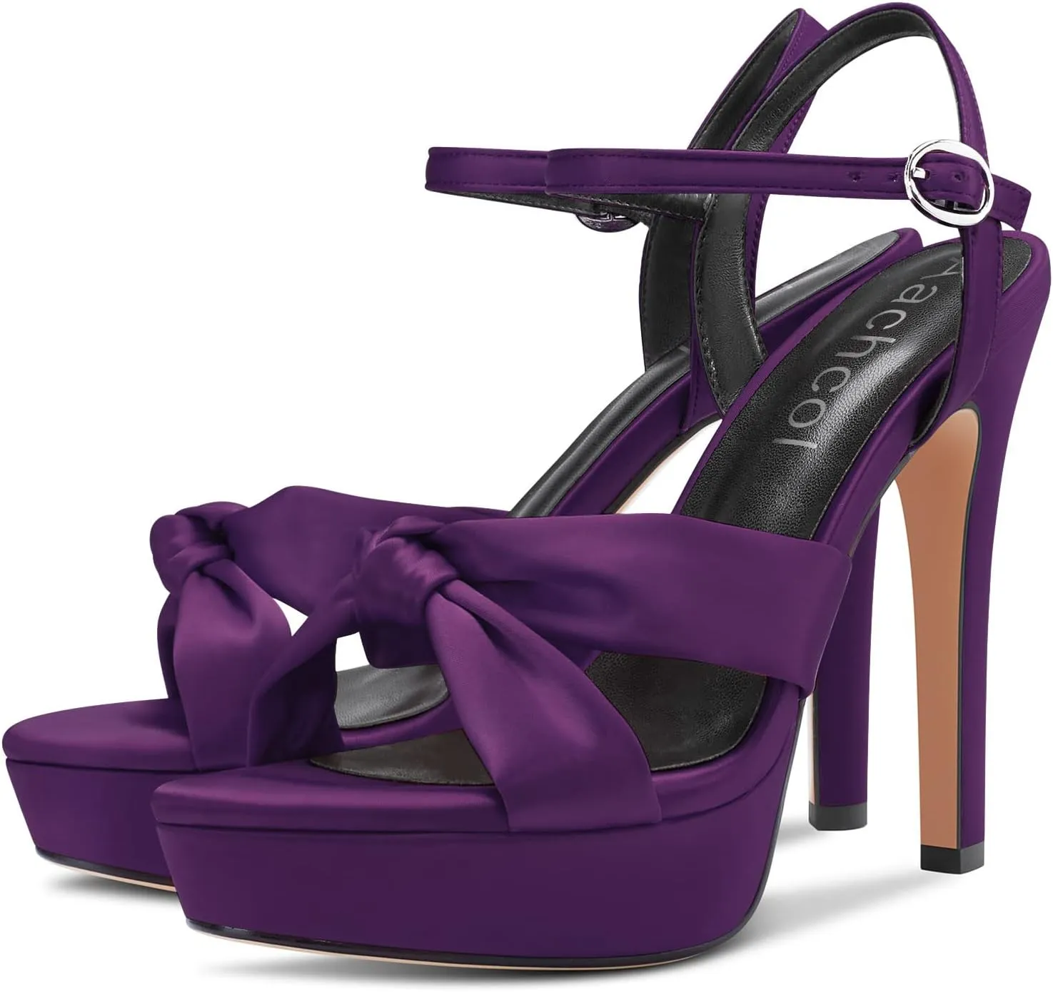 Aachcol Women Sandals Platform Peep Open Toe Ankle Strap Slingback Stiletto High Heel Dress Shoes Pumps Wedding Satin 5 Inch