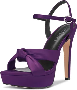Aachcol Women Sandals Platform Peep Open Toe Ankle Strap Slingback Stiletto High Heel Dress Shoes Pumps Wedding Satin 5 Inch