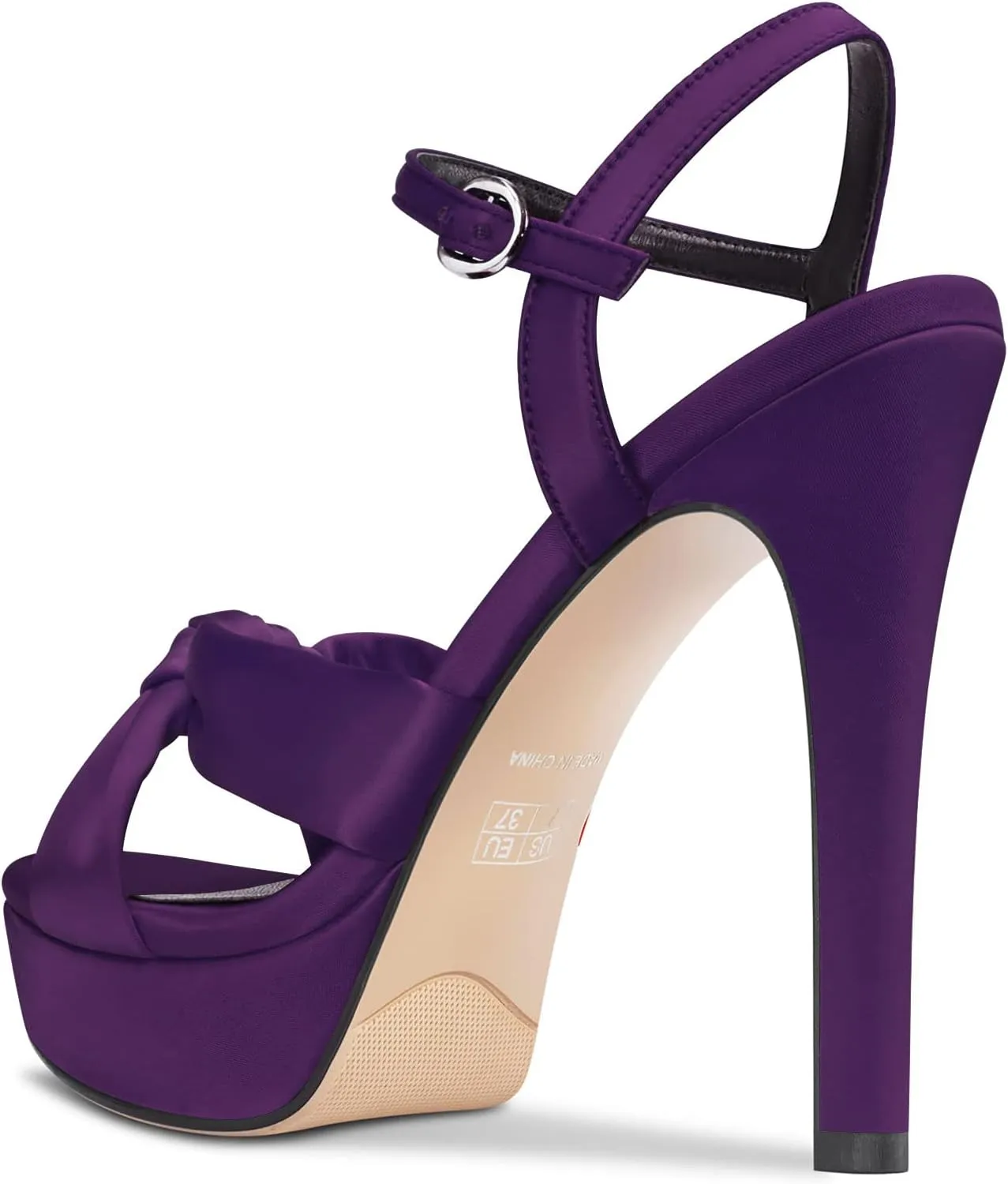 Aachcol Women Sandals Platform Peep Open Toe Ankle Strap Slingback Stiletto High Heel Dress Shoes Pumps Wedding Satin 5 Inch