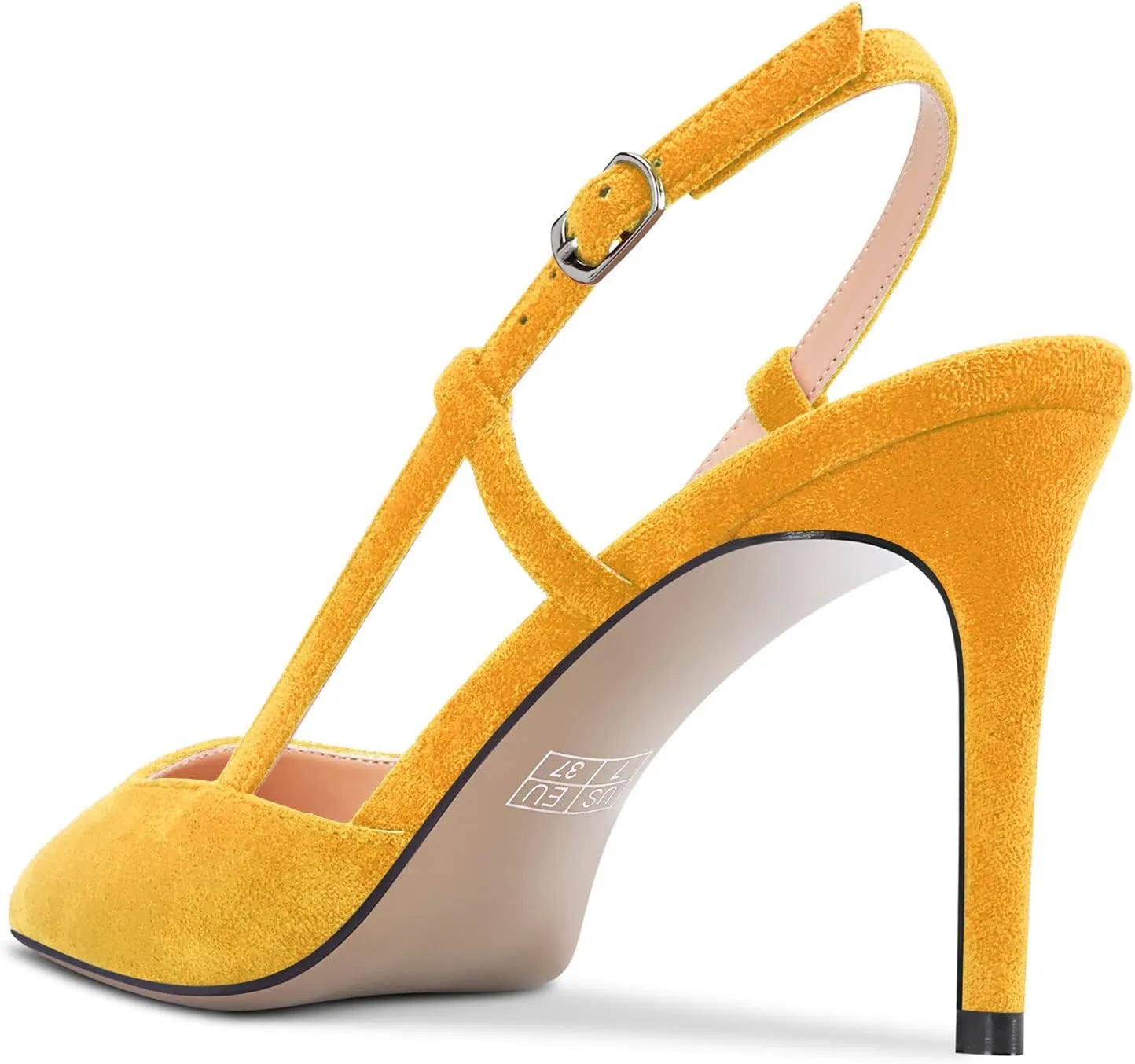 Aachcol Women Sandals Pointed Toe Ankle Strap Slingback Stiletto High Heel Dress Shoes Pumps Wedding Suede 3.5 Inch