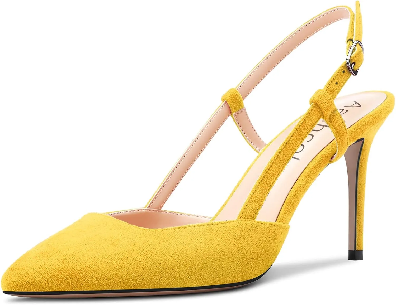 Aachcol Women Sandals Pointed Toe Ankle Strap Slingback Stiletto High Heel Dress Shoes Pumps Wedding Suede 3.5 Inch