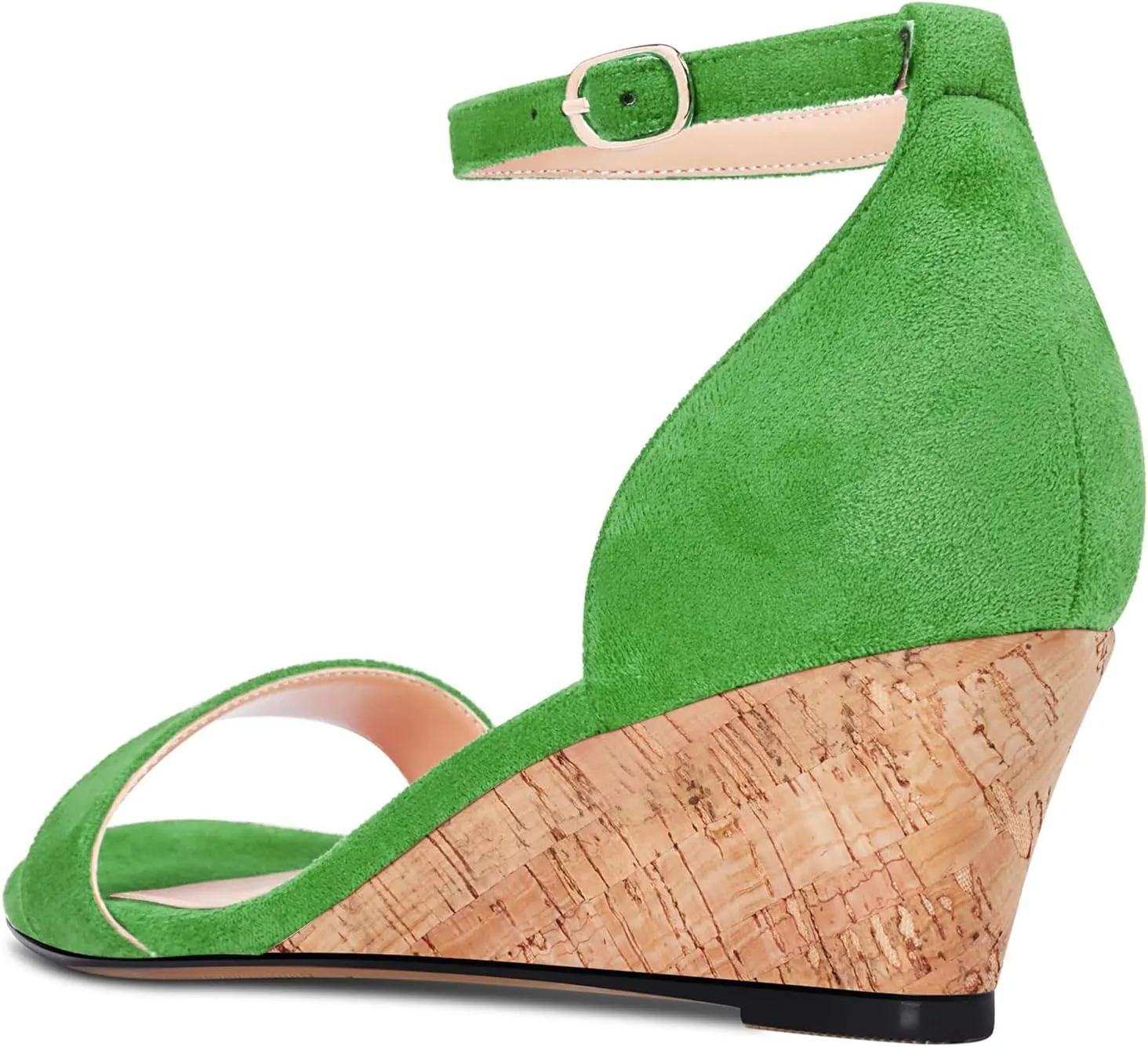 Aachcol Women Sandals Round Peep Open Toe Ankle Strap Two-Piece Chunky Block Low Wedge Heel Dress Shoes Matte 2 Inch