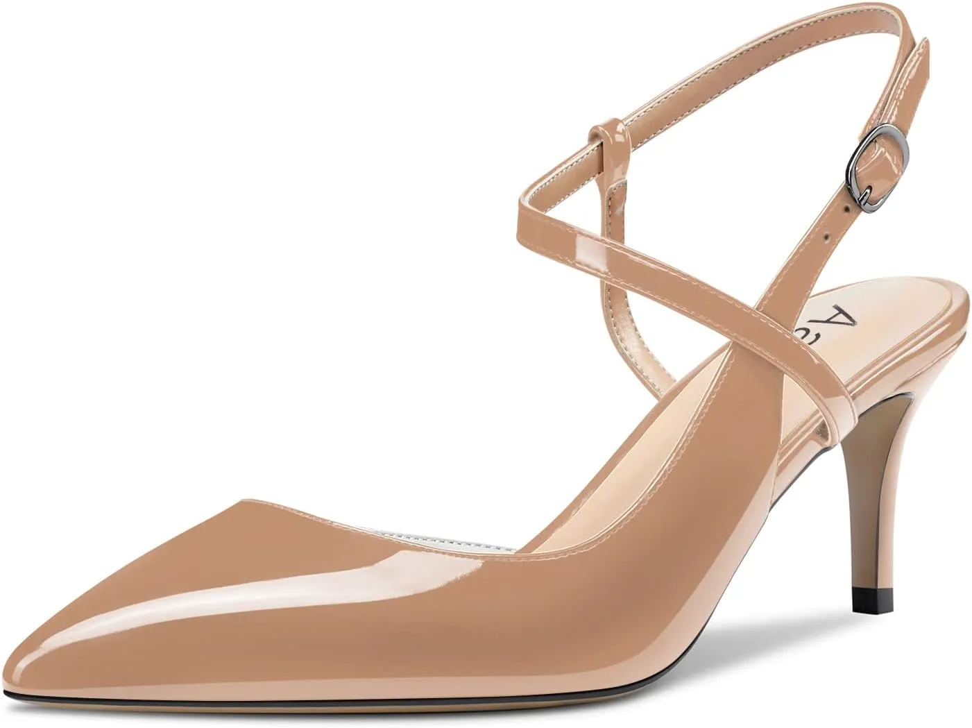 Aachcol Women Slingback Pumps Ankle Strap D'Orsay Stiletto Mid Heel Close Pointed Toe Dress Shoes 2.5 Inches