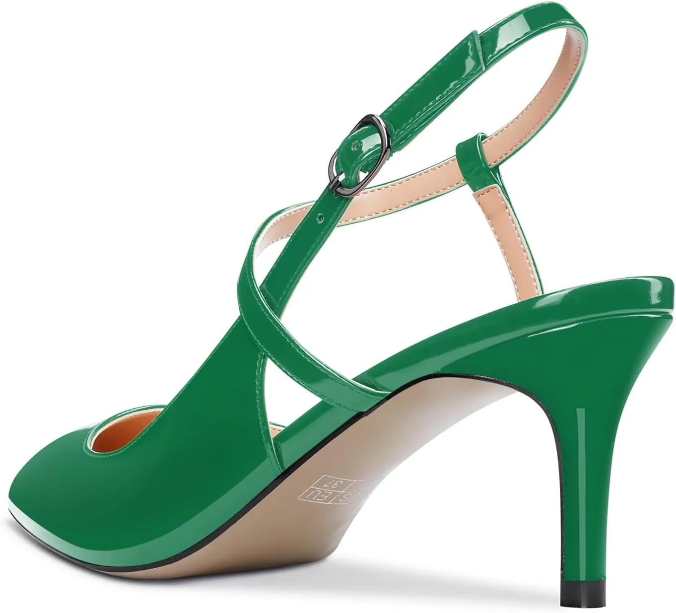 Aachcol Women Slingback Pumps Ankle Strap D'Orsay Stiletto Mid Heel Close Pointed Toe Dress Shoes 2.5 Inches