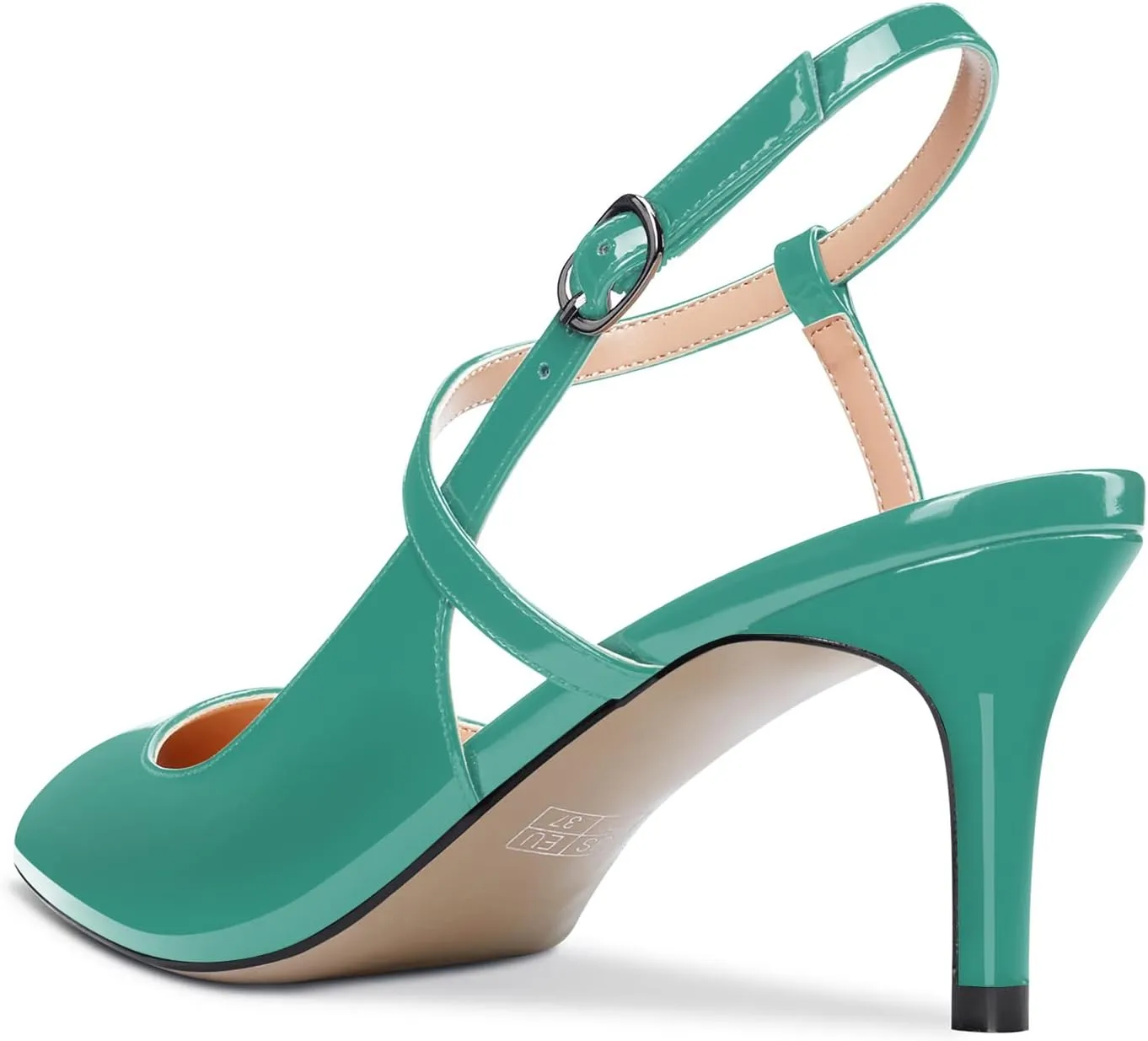 Aachcol Women Slingback Pumps Ankle Strap D'Orsay Stiletto Mid Heel Close Pointed Toe Dress Shoes 2.5 Inches
