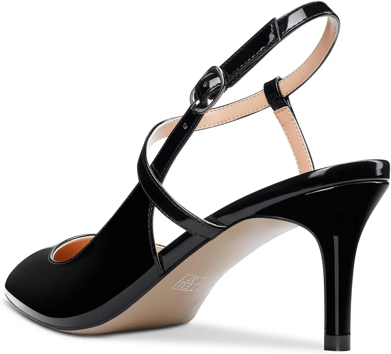 Aachcol Women Slingback Pumps Ankle Strap D'Orsay Stiletto Mid Heel Close Pointed Toe Dress Shoes 2.5 Inches