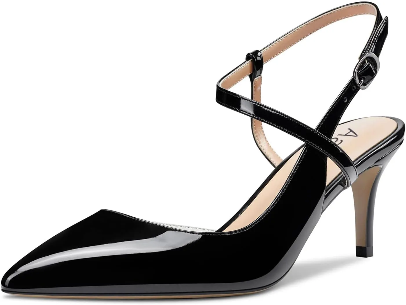 Aachcol Women Slingback Pumps Ankle Strap D'Orsay Stiletto Mid Heel Close Pointed Toe Dress Shoes 2.5 Inches