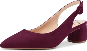Aachcol Women Slingback Pumps Chunky Block Mid Low Heel Pointed Toe Ankle Strap Wedding Office Party Dress Shoes Cute 2 Inch