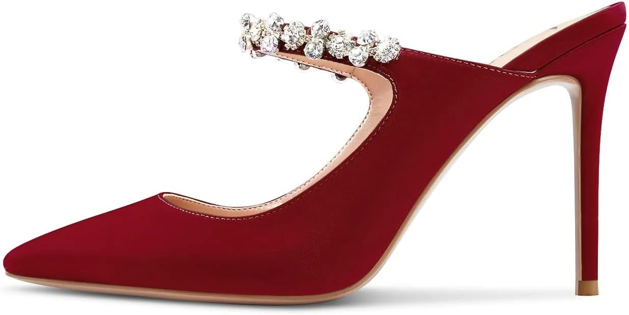 Aachcol Women Slingback Pumps Stiletto High Heel Pointed Toe Slip-on Dress Shoes Wedding 4 Inch