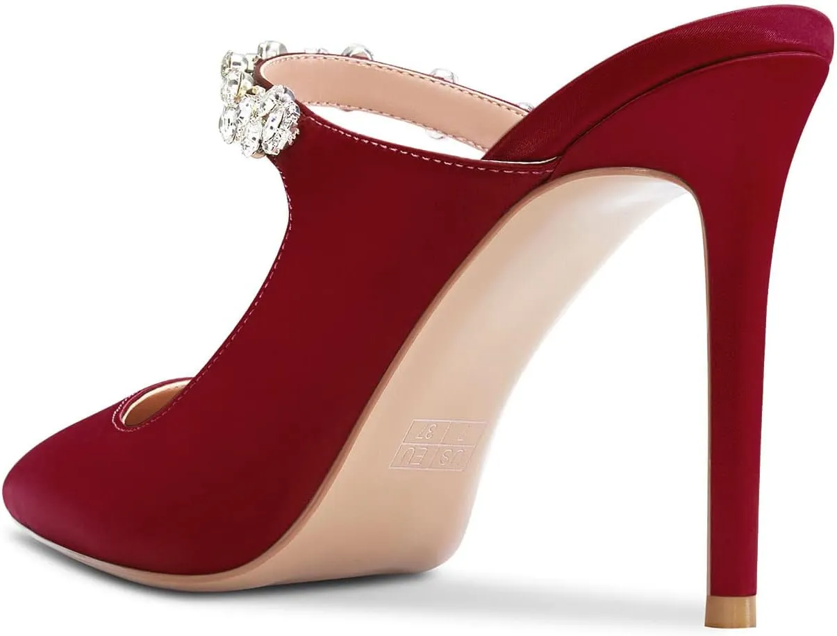 Aachcol Women Slingback Pumps Stiletto High Heel Pointed Toe Slip-on Dress Shoes Wedding 4 Inch