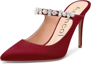 Aachcol Women Slingback Pumps Stiletto High Heel Pointed Toe Slip-on Dress Shoes Wedding 4 Inch