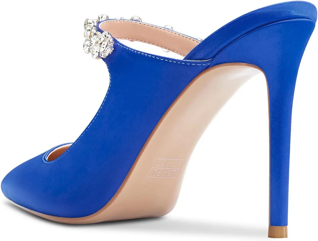 Aachcol Women Slingback Pumps Stiletto High Heel Pointed Toe Slip-on Dress Shoes Wedding 4 Inch