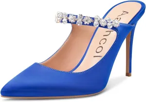 Aachcol Women Slingback Pumps Stiletto High Heel Pointed Toe Slip-on Dress Shoes Wedding 4 Inch