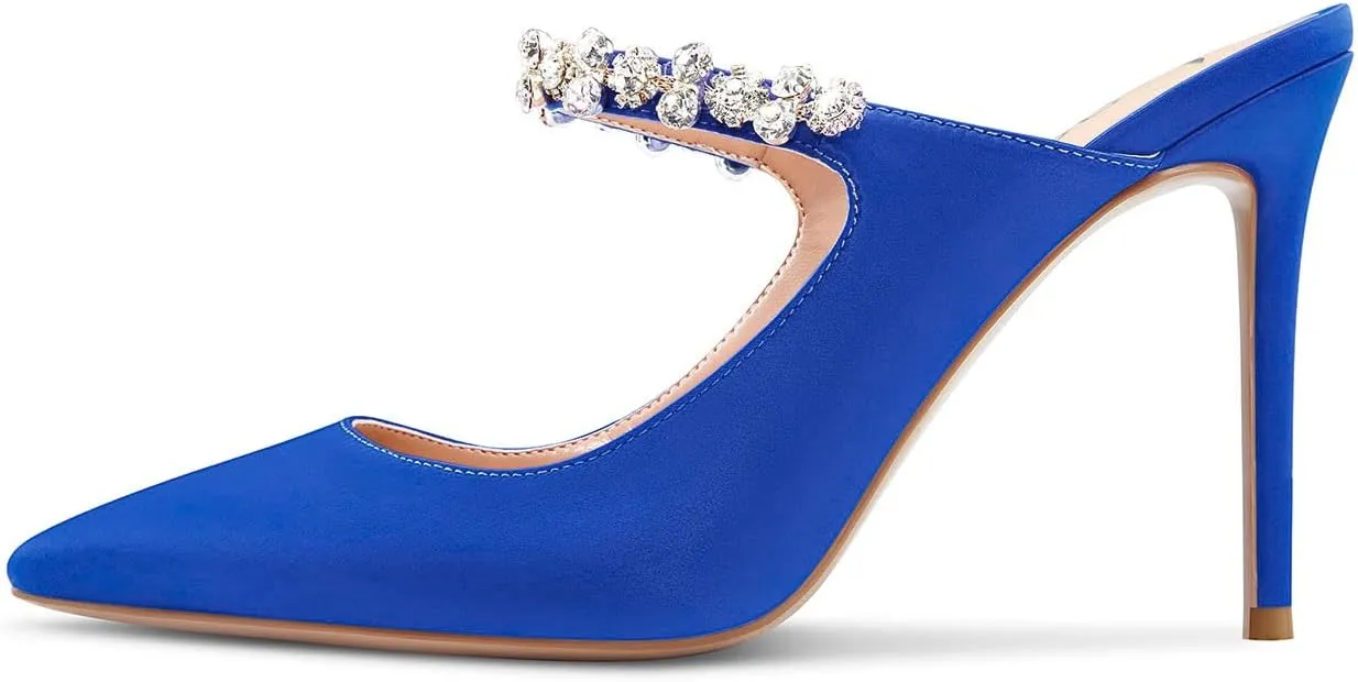 Aachcol Women Slingback Pumps Stiletto High Heel Pointed Toe Slip-on Dress Shoes Wedding 4 Inch