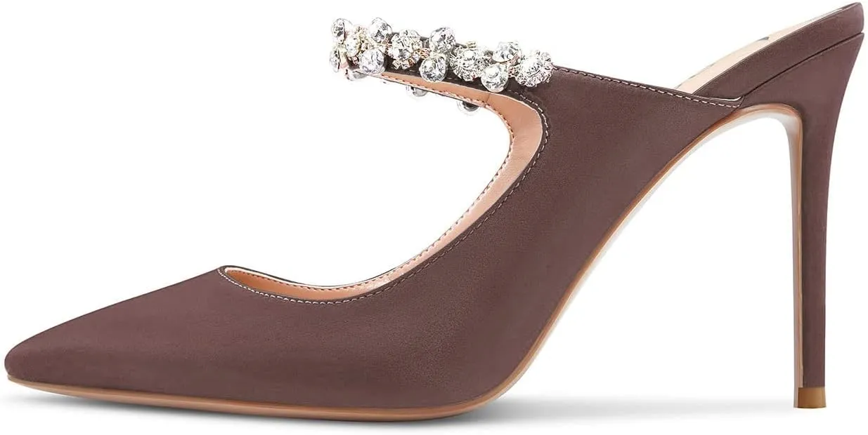 Aachcol Women Slingback Pumps Stiletto High Heel Pointed Toe Slip-on Dress Shoes Wedding 4 Inch