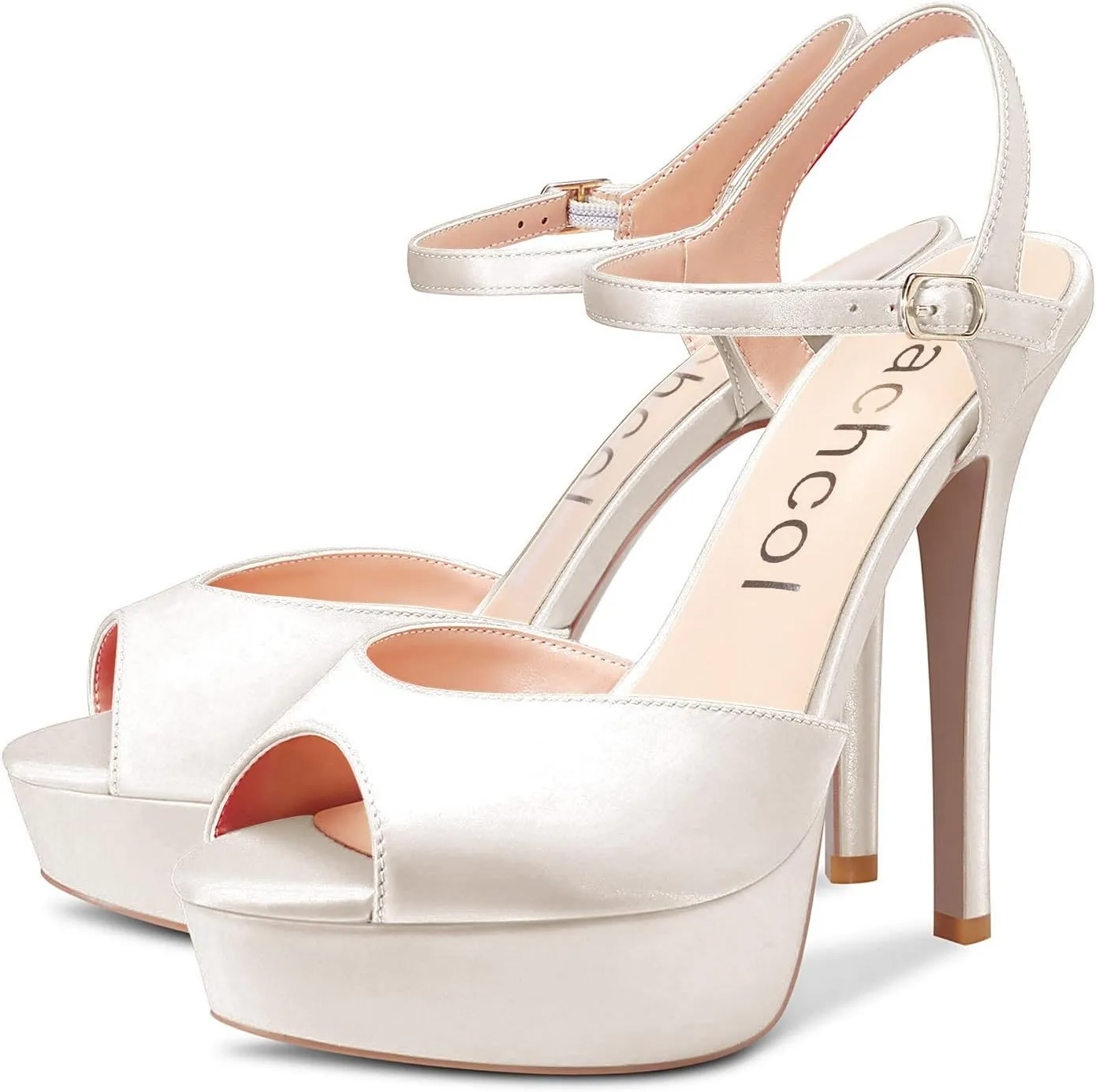 Aachcol Women Stiletto High Heel Platform Sandals Peep Open Toe Ankle Strap Slingback Dress Shoes Wedding Party 5 Inches