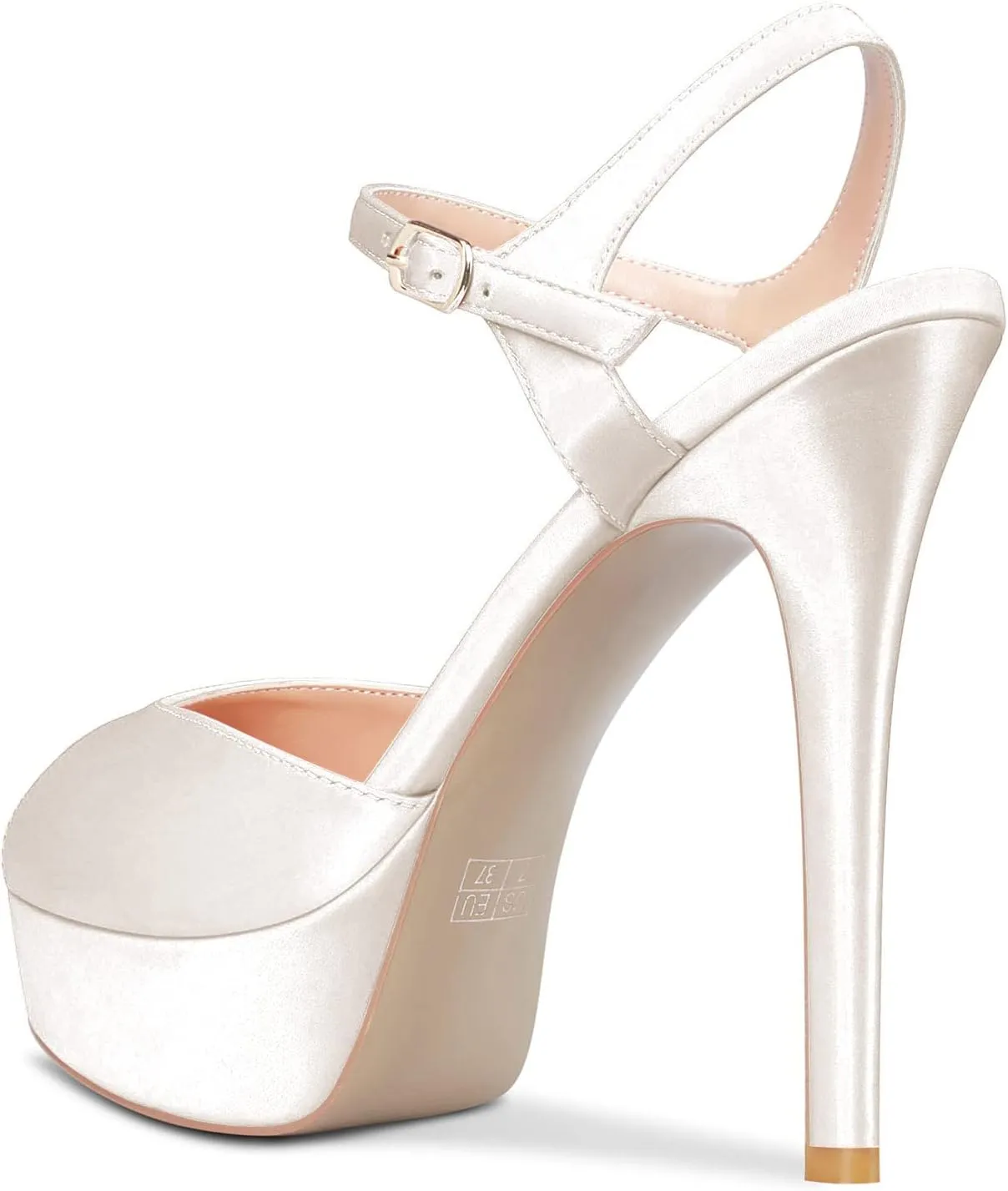 Aachcol Women Stiletto High Heel Platform Sandals Peep Open Toe Ankle Strap Slingback Dress Shoes Wedding Party 5 Inches