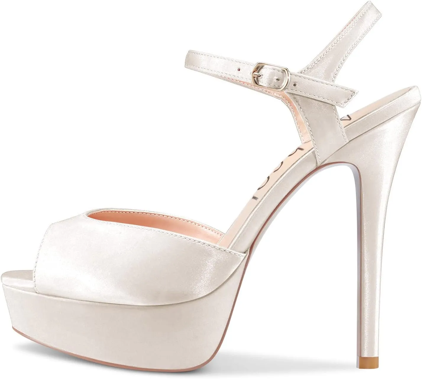 Aachcol Women Stiletto High Heel Platform Sandals Peep Open Toe Ankle Strap Slingback Dress Shoes Wedding Party 5 Inches