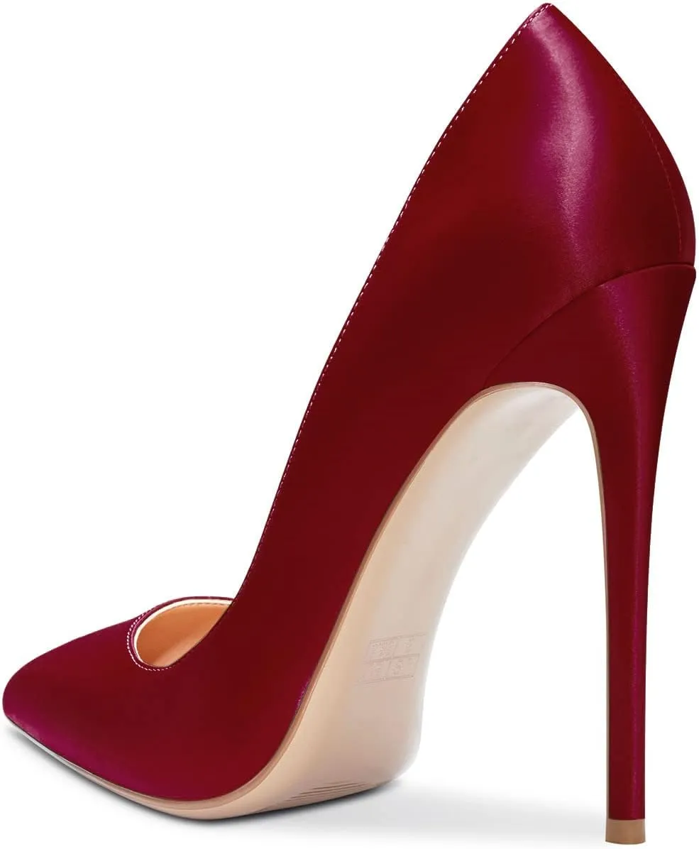 Aachcol Women Stiletto High Heel Pumps Slip-on Pointed Toe Dress Shoes Wedding Office Party Classic 5 Inch