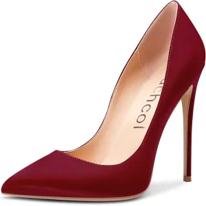 Aachcol Women Stiletto High Heel Pumps Slip-on Pointed Toe Dress Shoes Wedding Office Party Classic 5 Inch