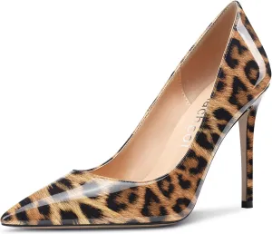 Aachcol Women Stiletto Pumps Close Pointed Toe High Heel Slip-on Dress Shoes Office Classic 4 Inches