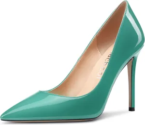 Aachcol Women Stiletto Pumps Close Pointed Toe High Heel Slip-on Dress Shoes Office Classic 4 Inches