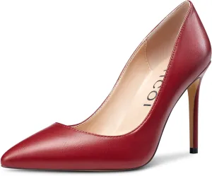 Aachcol Women Stiletto Pumps High Heel Close Pointed Toe Slip-on Dress Shoes Office Classic 4 Inche
