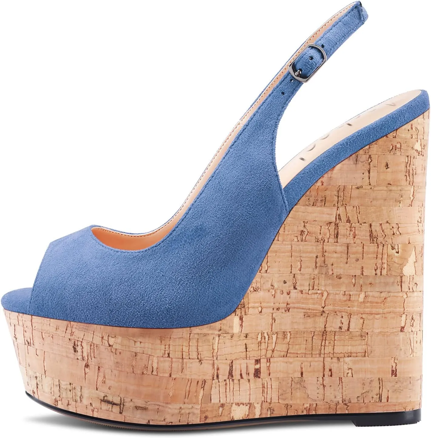 Aachcol Women Wedge Platform Pumps Peep Open Toe Ankle Strap Slingback Backstrap High Heel Dress Shoes Sandals Suede 6 Inch