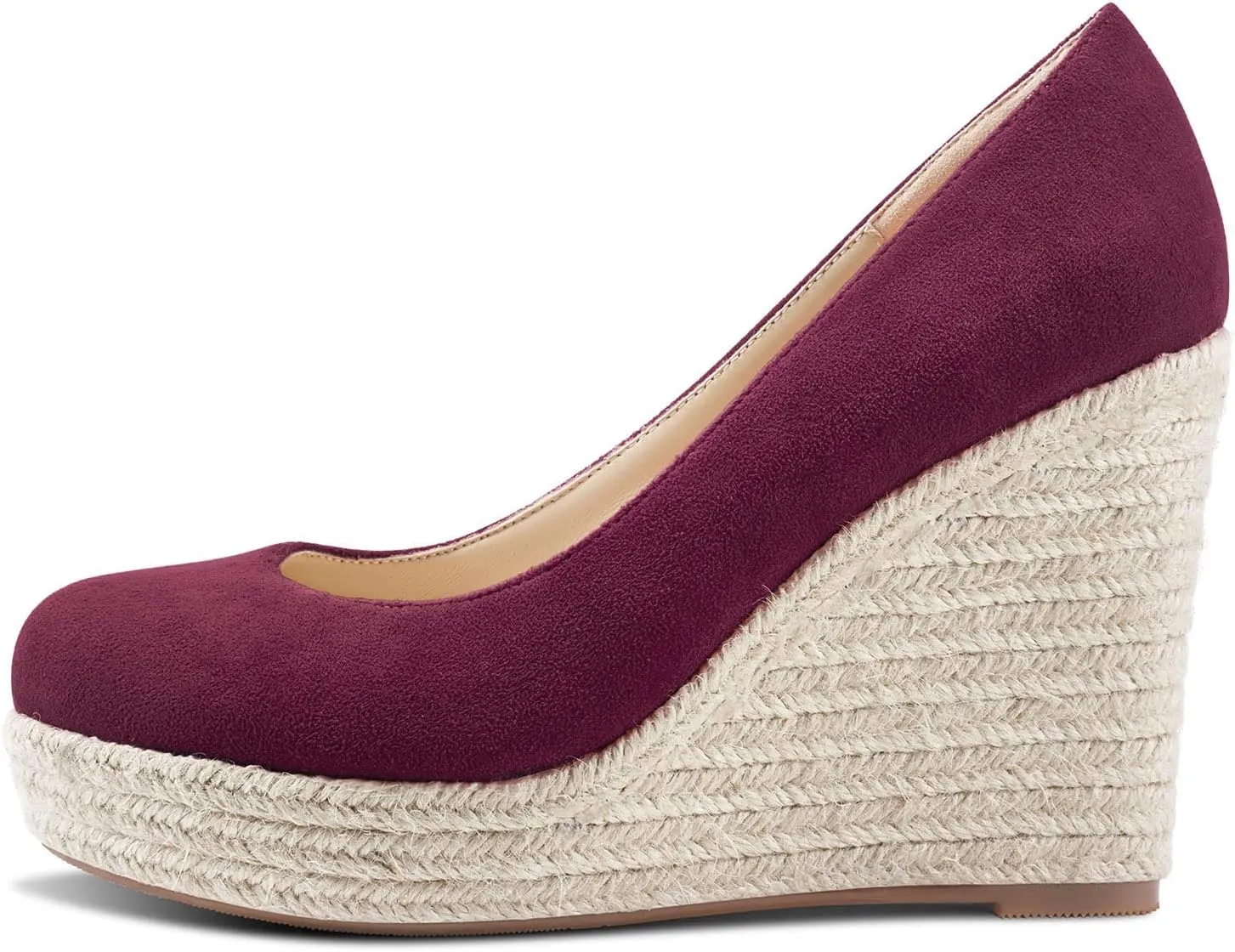 Aachcol Women Wedge Pumps Braid Platform High Heel Close Round Toe Sandals Slip-on Dress Shoes Classic Wedding Party 4 Inche