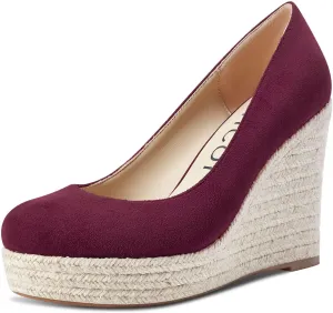 Aachcol Women Wedge Pumps Braid Platform High Heel Close Round Toe Sandals Slip-on Dress Shoes Classic Wedding Party 4 Inche