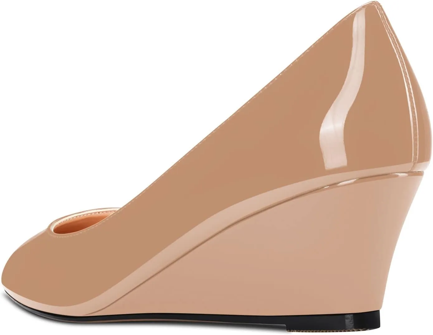 Aachcol Women Wedge Pumps Mid Heels Pointed Toe Slip-on Wedding Party 2 Inches