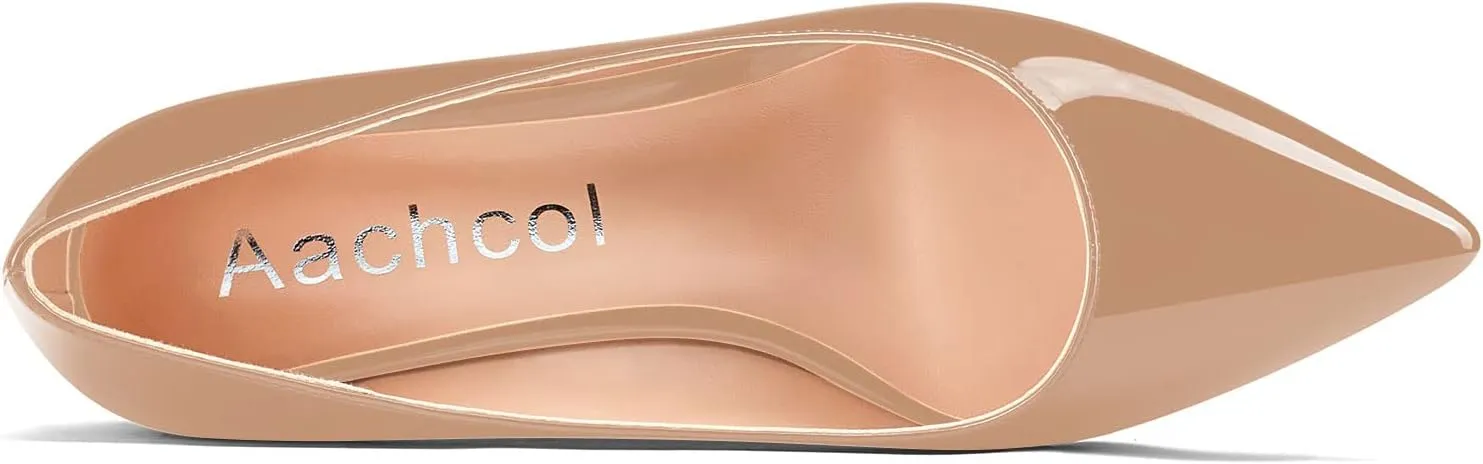 Aachcol Women Wedge Pumps Mid Heels Pointed Toe Slip-on Wedding Party 2 Inches