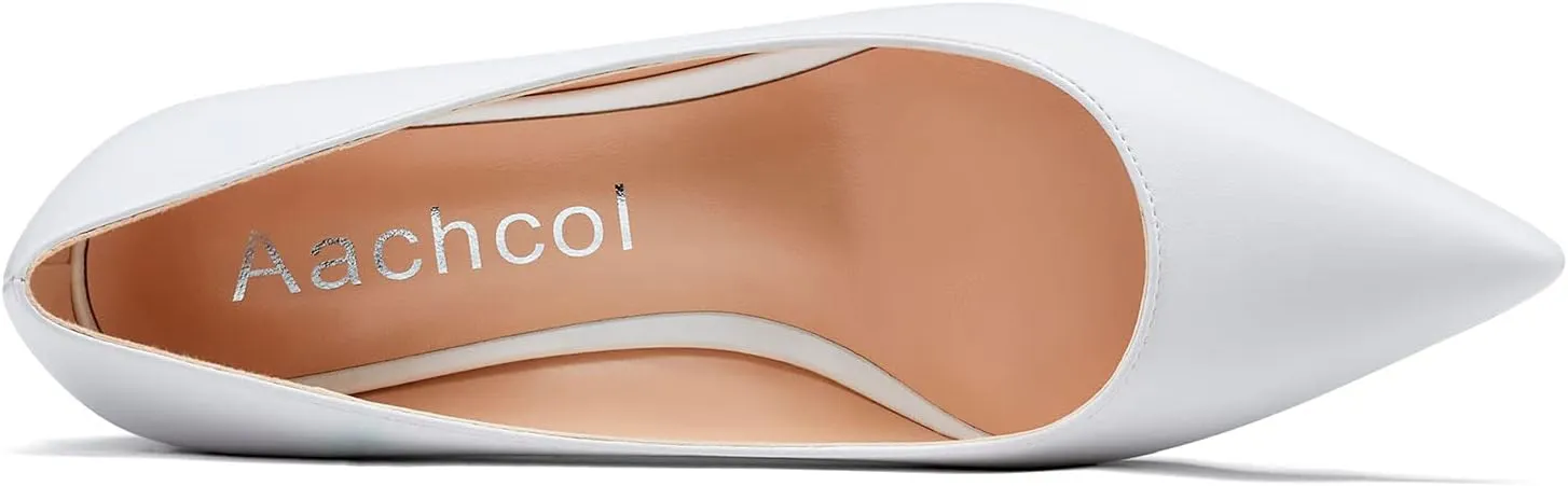 Aachcol Women Wedge Pumps Mid Heels Pointed Toe Slip-on Wedding Party 2 Inches