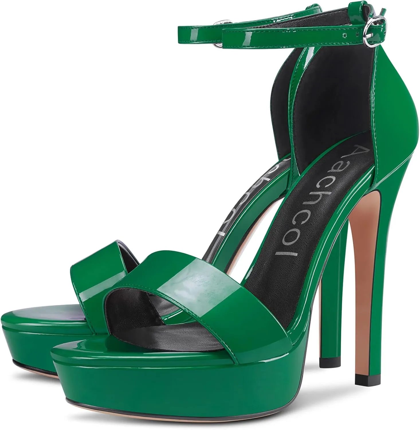 Aachcol Womens Platform Sandals Peep Open Toe Stiletto High Heels Ankle Strap Buckle Sexy Dress Shoes 5.1 Inches Heels